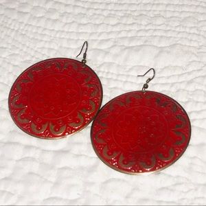 Vibrant fun & festive red and gold earrings